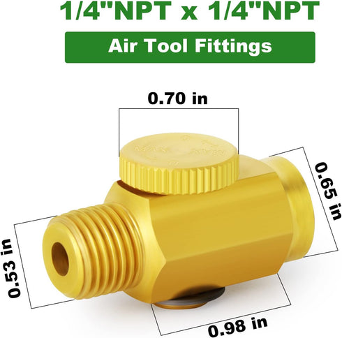 TAISHER 5PCS Brass Air Compressor Accessories Control Tool?in-Line Air Flow Regulator Valve 1/4" NPT Male x 1/4" NPT Female...