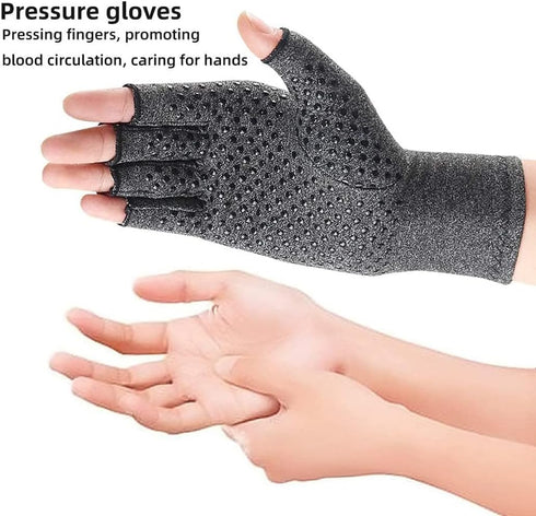 2 Pairs Arthritis Compression Gloves, Provide Support Warmth for Carpal Tunnel, Rheumatoid, Arthritis Pain Relief Gloves, Fingerless Compression G...