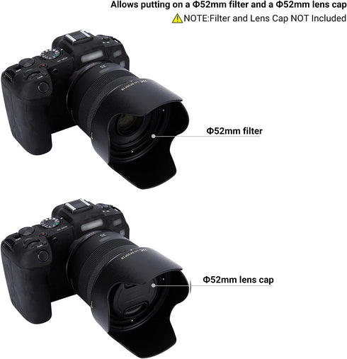 Tulip Flower Len Hood for RF 35mm F1.8 Macro is STM on EOS R6 R5 RP R Camera, Reversible Lens Shade, Compatible with 52mm Filters and 52mm Lens Ca...