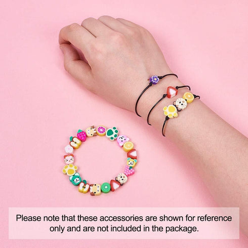 Pandahall 300pcs Fruit Animal Flower Theme Handmade Polymer Clay Beads Set with Bracelet Making Cords & Elastic Beading Wire for Jewelry Necklace ...