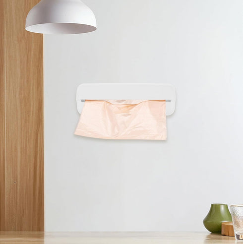 Luxshiny Plastic Bag Holder Wall-mounted Trash Bag Dispenser Kitchen Grocery Bags Storage Easy Hanging over Cabinet Door under Sink Bag Saver Orga...