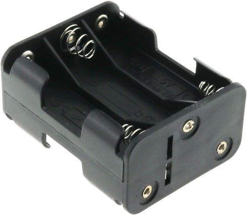E-outstanding AA Battery Holder 2Set 6x1.5V AA Black Thicken Battery Holder Case Box with I Type Wired Battery Clip Standard Snap Connector...
