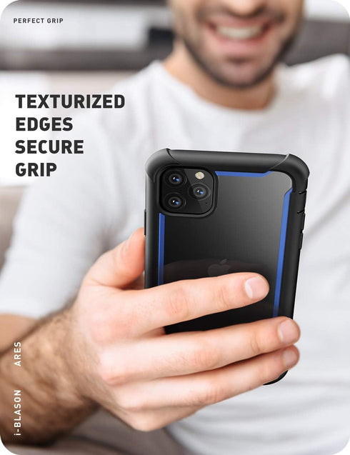 i-Blason Ares Case for iPhone 11 Pro Max 2019 Release, Dual Layer Rugged Clear Bumper Case with Built-in Screen Protector (Blue)...