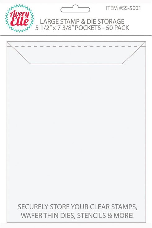 Avery Elle SS-5001 Stamp & Die Storage Pockets 50/Pkg Large 5 ½” x 7 3/8" , white/clear , Single Pack...