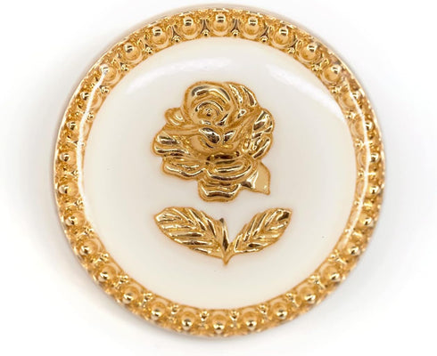 20 pcs Elegant White Enamel Rose Sewing Metal Shank Buttons for Coats -23mm -7/8"...