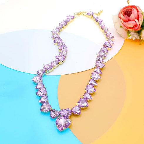 JNF Crystal Rhinestone Choker Collar Necklace For Women Colorful Bling Neck Chain Trendy Sparkly Statement Piece Crystal Rhinestone Heart Bib Neck...