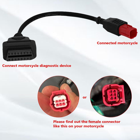 AMHTDOL Obd2 Adapter Cable for Guzzi Kawasaki Suzuki Motorcycle 6 Pin OBD Diagnostic Cable,for Yamaha KTM 6 Pin Obd1 to Obd2 Adapter Connector,Fit...