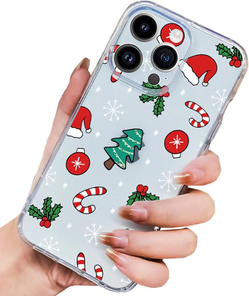 Christmas Case for iPhone 14 Pro Max 6.7'', Cute Xmas Tree Snowman Elk Snowflake Reindeer Gift Santa Pattern Clear Thin Slim Soft Lightweight TPU ...