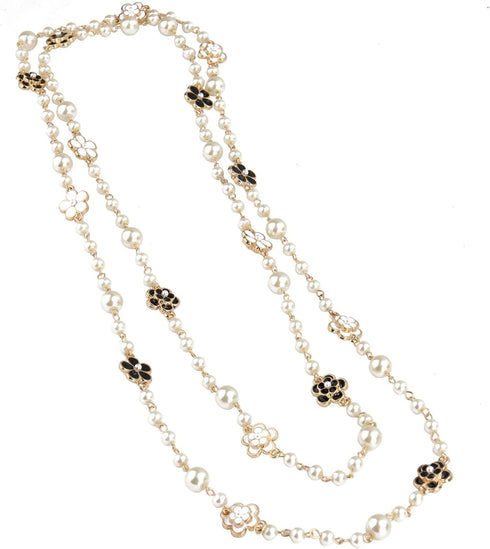 Womens Chic Statement Multilayer Imitation Pearl Long Necklace...