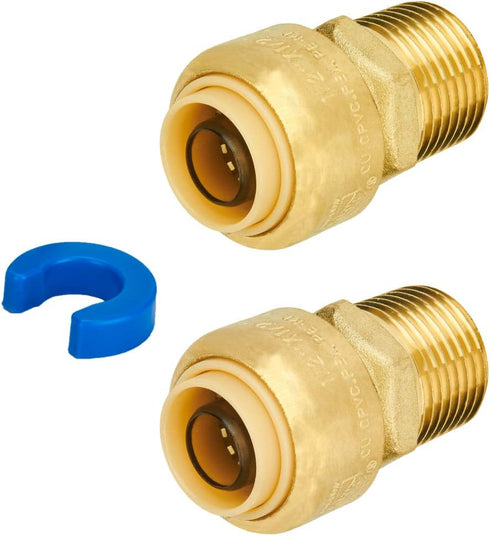 SUNGATOR Straight Connector Plumbing Fitting, Male Adapter 1/2 Inch by 1/2 Inch Push Fit PEX Fittings with Disconnect Clip, Push-to-Connect Copper...
