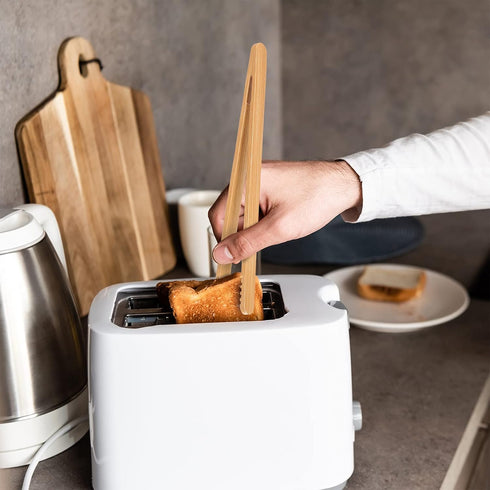 Zopeal 6 Pcs Wooden Tongs Wooden Kitchen Tongs Long Bamboo Kitchen Tongs Bamboo Toaster Tongs Wooden Cooking Tongs for Kitchen Picking Up Cheese B...