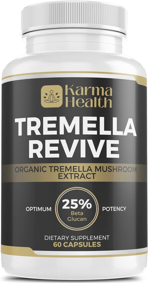 Tremella Mushroom Extract Supplement - Organic Skin Supplement - Compressed Snow Mushroom Powder Capsules - 25% Beta Glucan Content, Vegan & GMO F...