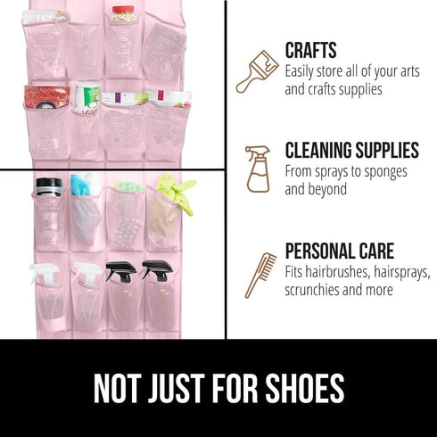 Gorilla Grip Slip Resistant Breathable Space Saving Mesh Large 24 Pocket Shoe Organizer, Up to 40 Pounds, Over the Door, Sturdy Closet Storage Rac...