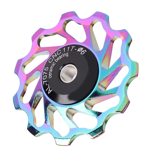 Derailleur Pulley Kit Pair, Ceramic Wheel Bearing Pulley Mountain Tension Rear Derailleur Pulley Bearings Bike Cycling Accessory for Road Mountain...