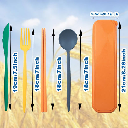 ELANE 4 Sets Reusable Travel Utensils Set with Case,Camping Cutlery Set Reusable Cutlery Set with Case,Utensil Sets for Lunch Picnic Daily Use Out...