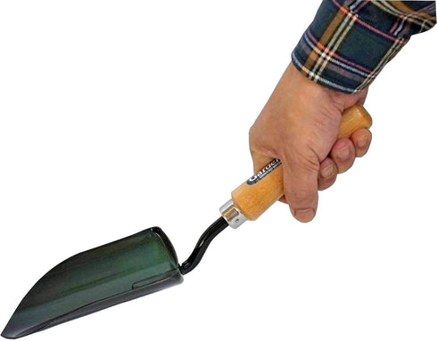 Japanese Garden Shovel Small Portable Hand Tool for Digging and Transplanting, Heavy Duty Japanese Steel Wood Handle, Made in Japan, Soil Scoop To...