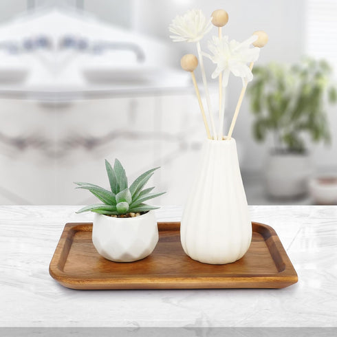 Midoriwood Bathroom Vanity Tray 8.66 x 5.7 inches, Natural Acacia Wood Tray for Bathroom, Kitchen, Countertop, Toilet Tank, Sink, Elegant Organize...