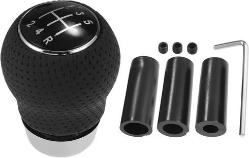 ACROPIX Black Faux Leather 5 Speed Manual Gear Shift Knob Universal Stick Shifter Lever Head Ball with Adapters - Pack of 4...