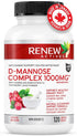 Renew Actives HIGH Potency D-Mannose & Cranberry Complex 1000MG – with Premium Hibiscus, Dandelion Herb Extracts – Antioxidant Support - NO Artifi...