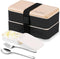 Original Bento Box Lunch Box Japanese Style 2 Layer Food Containers with Utensils Spoon and Fork Bundle Divider Salad Box for Men Women (Black)...