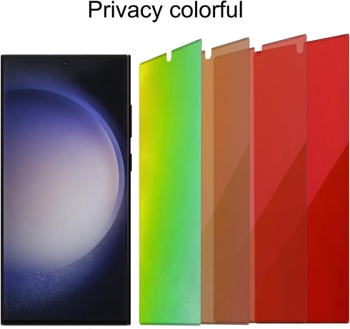 2 Pack Anti-Blue Privacy Screen Protector for Samsung Galaxy S23 Ultra Anti-Spy Soft Red Film Support Finger Unlock 6.8 inch + 2 Pack Camera Lens ...