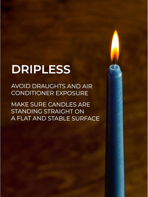 CANDWAX 8 inch Tapered Candles - Set of 12 Dripless Dinner Candles - Dark Blue...