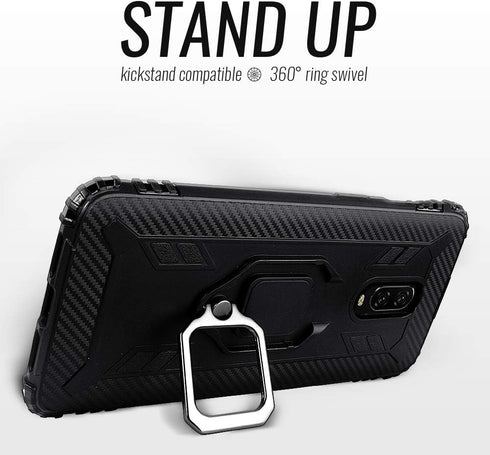 Shields Up OnePlus 7/6T Carbon Case | 10ft Drop Tested | Ultra Slim, Lightweight, Scratch Resistant, Shockproof | Kickstand - Black...