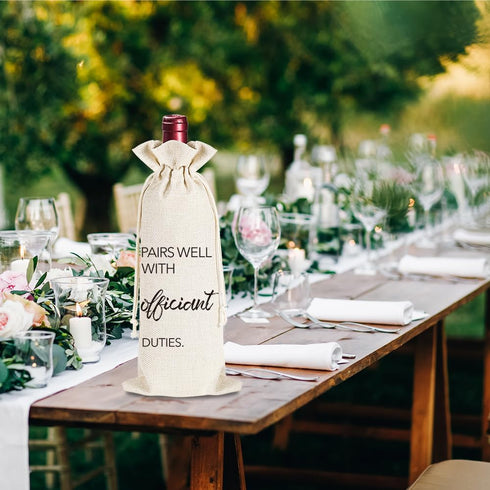 YAANUNULU Wedding Gifts for Officiant, Wedding Officiant Wine Bag for Wedding Day, Best Officiant Ever, Pairs Well With Wedding Officiant, Drawstr...