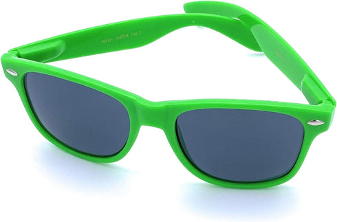 Retro Style Sunglasses - Bright Neon or Solid Colors with Classic 80's Style Design (Neon Green)...