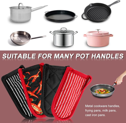 4Pcs Pan Handle Sleeve Silicone Hot Handler Holder,Cast Iron Skillet Handle Covers Heat Resistan t Pot Handle Sleeve for Cast Iron Pans,Metal Pots...