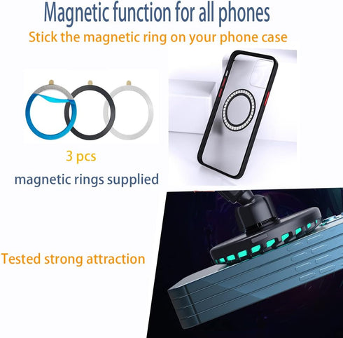Magnetic Wireless Car Charger, for Magsafe Car Mount Charger with Rhythm Light Fast Charging Phone Holder for iPhone 14 13 12 Pro Max Plus Mini Se...