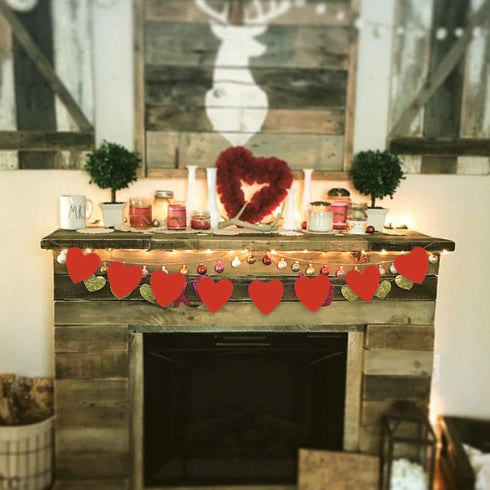 5 Pack Felt Heart Garland Banner, Love You Banner, Valentines Day Banner Decor - Valentines Decorations - Anniversary, Wedding, Birthday Party Dec...