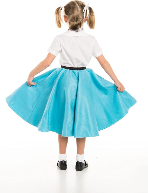 1950s Turquoise Poodle Skirt for Girls with Musical Note Printed Scarf | Blue Sock Hop Skirt | One Size | 1950s Costumes for Girls...