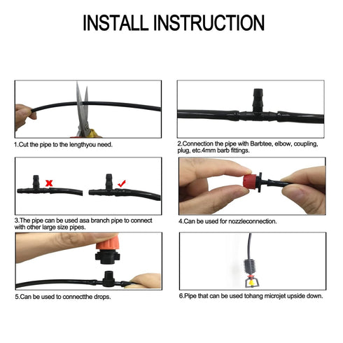 1/4 Drip Irrigation Tubing, 50FT 1/4 Irrigation Hose, Black Polyethylene 1/4 Inch Drip Irrigation Tubing With Drip Irrigation Fittings, DIY Garden...