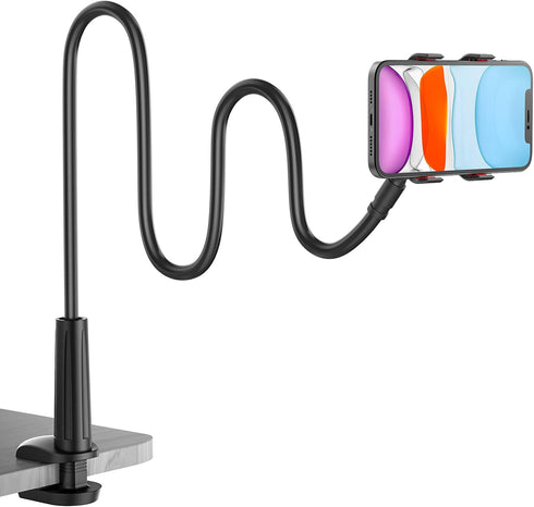 Gooseneck Phone Holder for Bed, Flexible Lazy Arm Mount 360 Adjustable Mobile Phone Clamp Bracket Stand Desk for iPhone 12 Mini Pro, 13, 11 Pro Xs...
