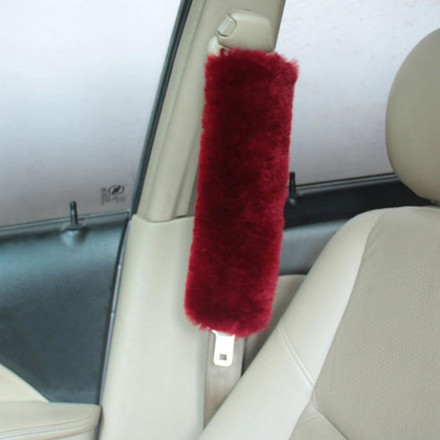 4 Pcs Furry Car Steering Wheel Cover with Fluffy Gear Shift Cover Soft Warm Non-Slip Car Decoration for Women Girls (Wine-red)...