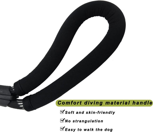 Waterproof Dog Leash Pet Leash with Locking Hook 2 Ft Leash Carabiner Heavy Duty Night Light Up Nylon Bungee Leash for Medium to Large Dogs (Short...