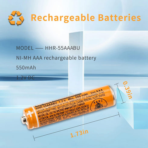 4PCS NI-MH AAA Rechargeable Battery, 1.2V 550mAh Battery for Panasonic Cordless Phone, HHR-55AAABU Replacement Battery...
