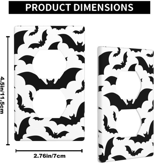 Black Bats Outlet Covers Spooky Halloween Dark Dead Spider 1-Gang Wall Plate Duplex Standard Receptacle Plug Cover 4.5" x 2.76"...