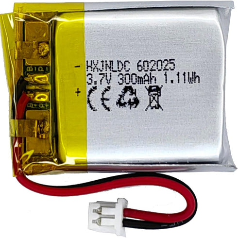 DC 3.7V 300mAh 602025 Rechargeable Lithium Polymer Battery, Suitable for DIY 3.7-5V Electronic Products with Built-in 2-Wire Battery Replacement a...