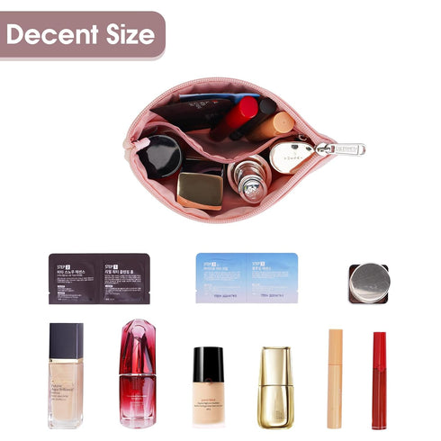 Narwey Small Makeup Bag for Purse Vegan Leather Travel Makeup Pouch Mini Cosmetic Bag Zipper Pouch for Women (Pink)...