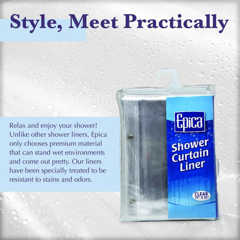 Epica Strongest Heavy-Duty Clear Vinyl Shower Curtain Liner –72 inches x 72 inches (Clear)...