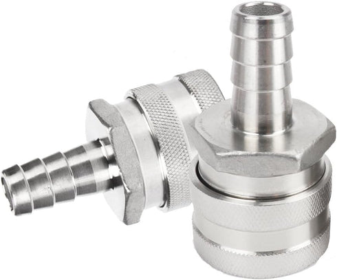 2 Pack 1/2" Barb Female Stainless Steel Quick Disconnect Home Brew Fitting Connector Homebrewing...
