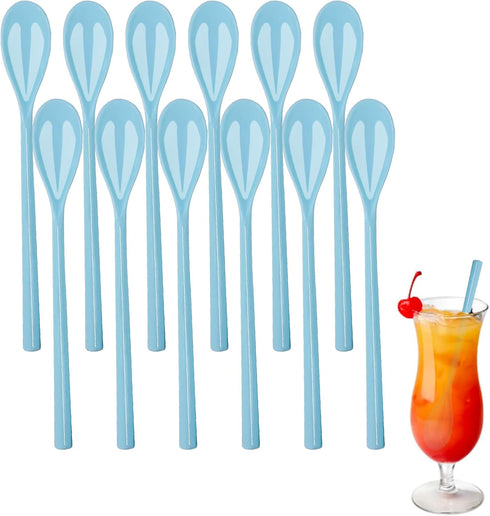 12 Piece Long Handle Spoon Plastic Coffee Stirring Spoons Tall Iced Tea Ice Cream Sundae Cocktail Hot Chocolat Longdrink Spoons...