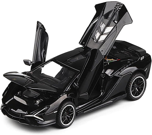 Lambo Toy Car Sian FKP3 Die-Cast Car Model with Lights and Sound Pull Back Toy Car for Boys Age 3 4 5 6 + Year Old (Black)...