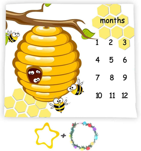 Honeycomb Bee Baby Monthly Milestone Blanket 48x40in Nursery Newmom Gifts Age Growth Tracker with Bonus Marker LHFS835...