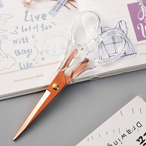 Scissors Rose-gold, Stainless Steel Blade with Acrylic Handle, All Purpose Scissor for Office, School, Home, Fabric Shears, Tijeras...