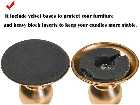 Set of 2 Gold Candlestick Metal Pillar Candle Holders, Flameless Candlestick Holders Stand Centerpieces Decoration Ideal for Weddings, Special Eve...