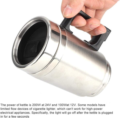 Qiilu Car Electric Kettle, 12V 350ml+150ml Stainless Steel Portable Car Electric Heating Mug Drinking Cup Travel Kettle Water Boiler for Water Tea...