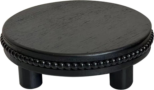 Farmhouse Beaded Wood Tray Risers for Display, 7.6” Wooden Decorative Tray for Kitchen Home Decor, Display Pedestal Stand for Countertop, Black Ro...